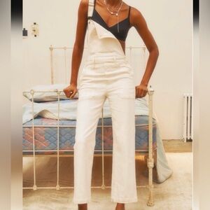 Mother Denim The Patch Pocket Overall Size Medium Cream Designer Summer Boho